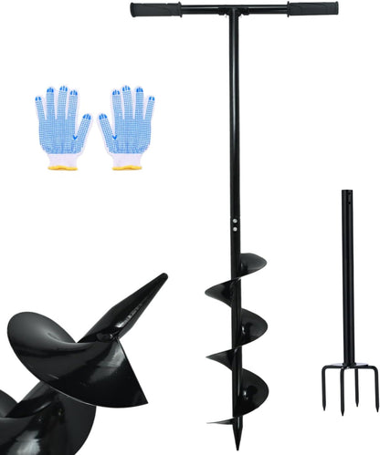 2 in 1 Hand Auger Spiral Drill for Planting, 6 X 42.9inch Post Hole Digger Manual Auger for Fence