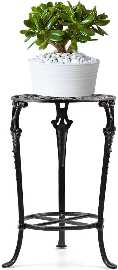 MDLUU Plant Stand 18.8 Inches Tall, Cast Iron Potted Plant Stand, 2-Tier Metal Planter Stand