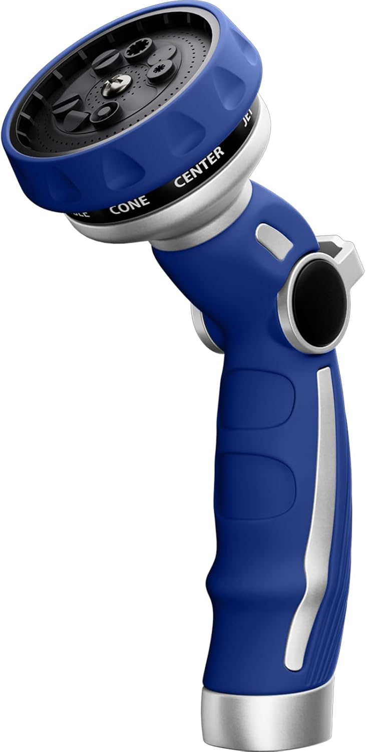 RESTMO Hose Nozzle Heavy Duty, Metal Water Hose Sprayer for Garden, 9 Spray Patterns | High