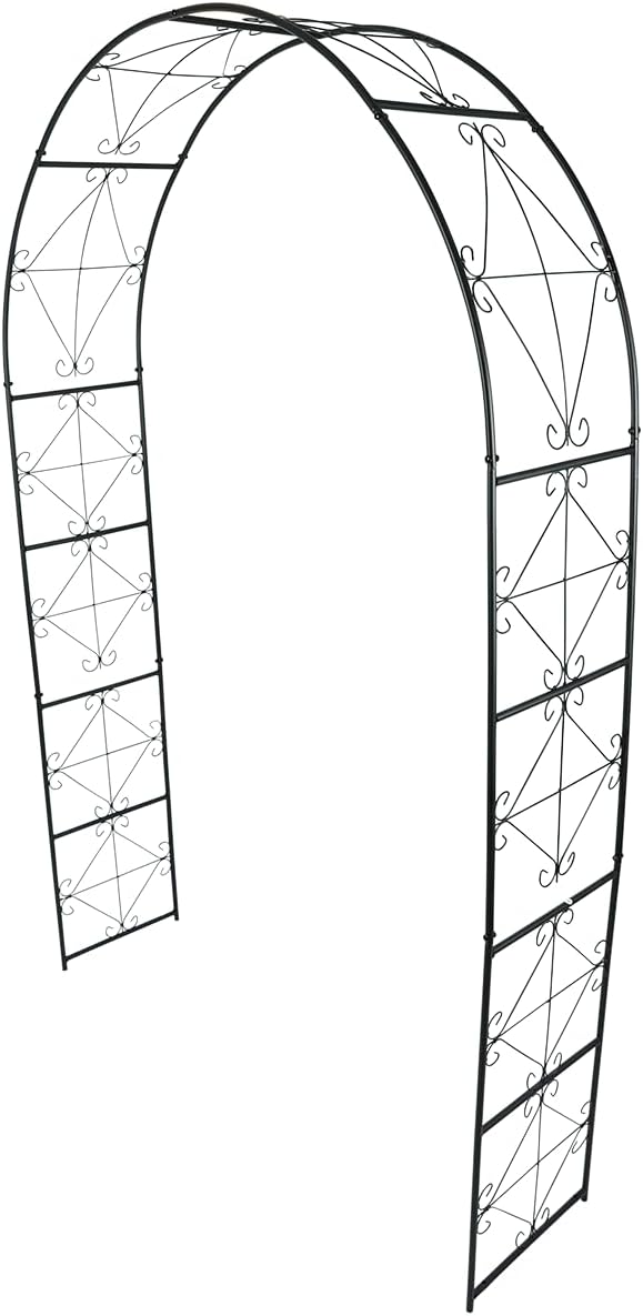 Metal Garden Arch 7.2ft High X 4.5ft Wide Garden Arbor for for Climbing Plants Roses Vines, Outdoor