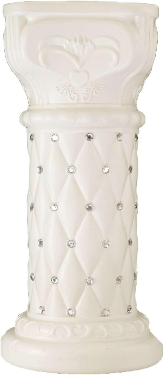 Efavormart 2 Pack 25" Tall White PVC 10mm Crystal Beaded Studded French Inspired Pedestal Column