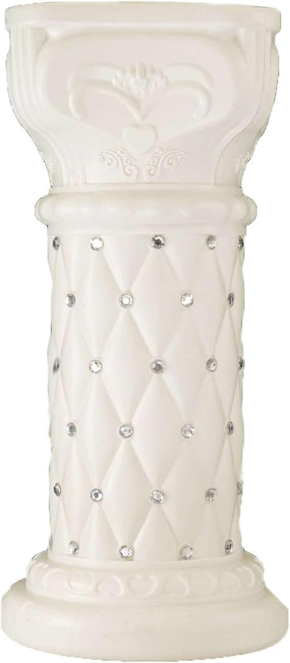 Efavormart 2 Pack 25" Tall White PVC 10mm Crystal Beaded Studded French Inspired Pedestal Column