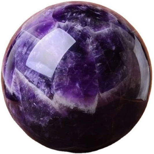 StoneStory Amethyst Crystal Sphere Ball with Wood Stand Large Healing Crystals Sphere Sculpture