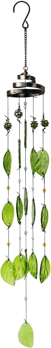Vindar Wind Chimes, Glass Leaves Wind Chimes Outdoor Decor Handmade 32" Garden Chimes for Home