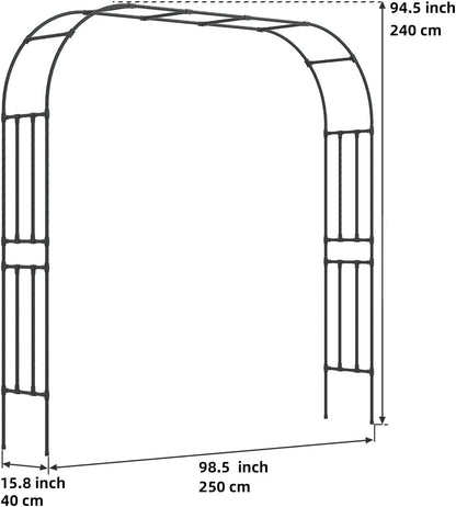 Metal Garden Arch - Length: 98.5in, Wide: 15.8in Garden Arches Trellis for Climbing Plants Outdoor