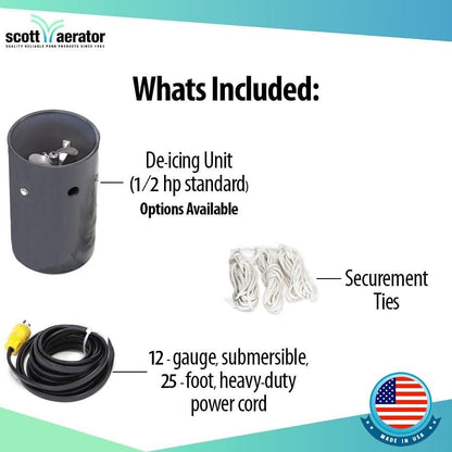 Scott Aerator Slinger De-Icer for Lakes & Ponds | 3/4 Horse Power 115V Stainless Steel | 50 ft.