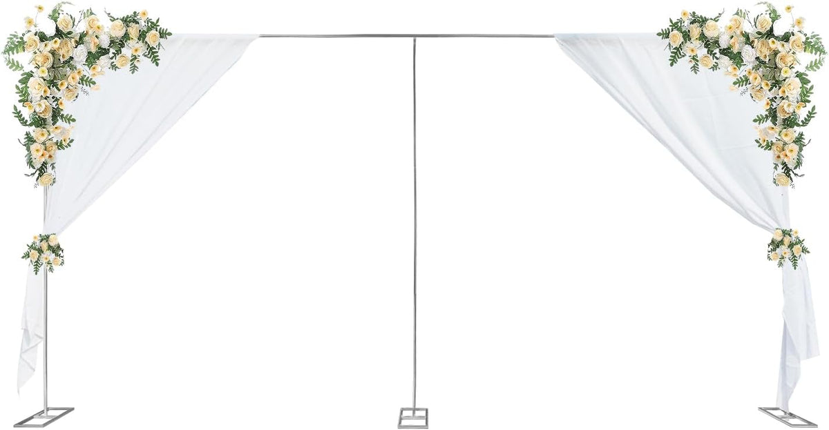 Wedding Arch Backdrop Stand, 19.7 x 9.8 FT Silver Wedding Arches Square Carbon Steel Balloon Arch