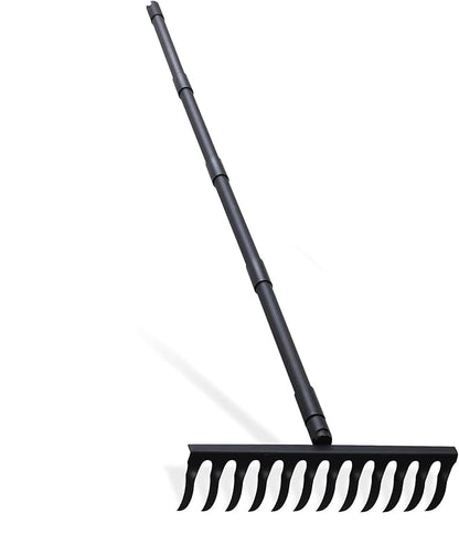 Pragmatist Bow Rake Heavy Duty 60" Metal Head Garden Rake with Adjustable Stainless Steel Handle