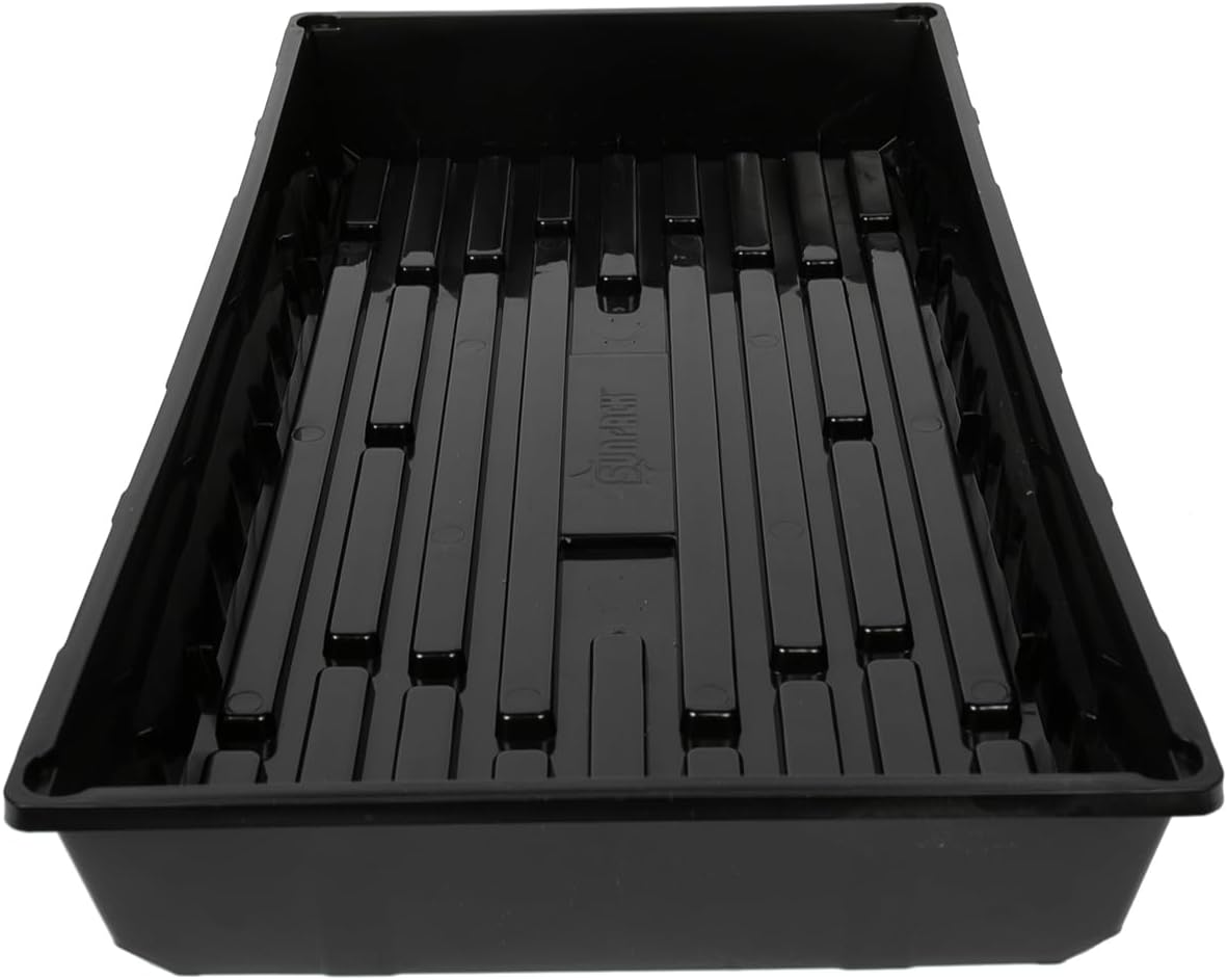 SUNPACK 10" x 20" Mega Plastic Seed Starting Tray, Black, 2.5" - No Drainage Holes, Ideal for