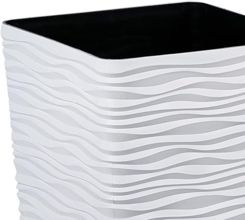 Worth Garden 22" Tall Planters Set of 2 - Plastic White Square Plant Pots - Modern Big Tapered