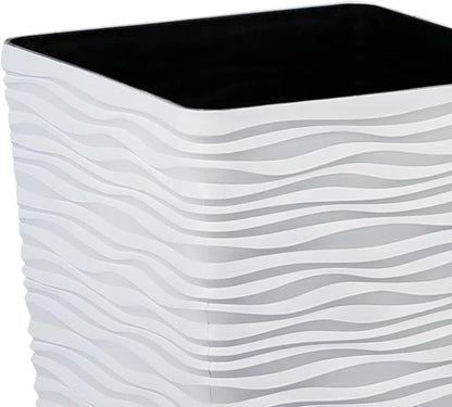 Worth Garden 22" Tall Planters Set of 2 - Plastic White Square Plant Pots - Modern Big Tapered