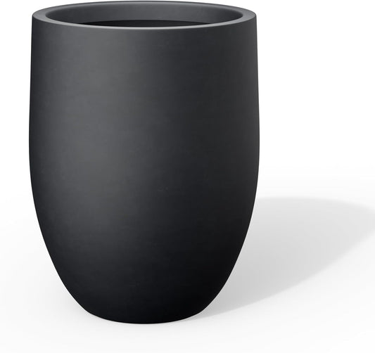 Kante Tall Concrete Planter, 21.7-Inch Height Black Large Indoor Outdoor Plant Pot with Drainage
