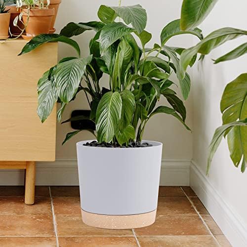 QCQHDU 10 inch Plant Pot, 2 Pack Planters for Indoor Plants with Drainage Holes & Saucer, Outdoor