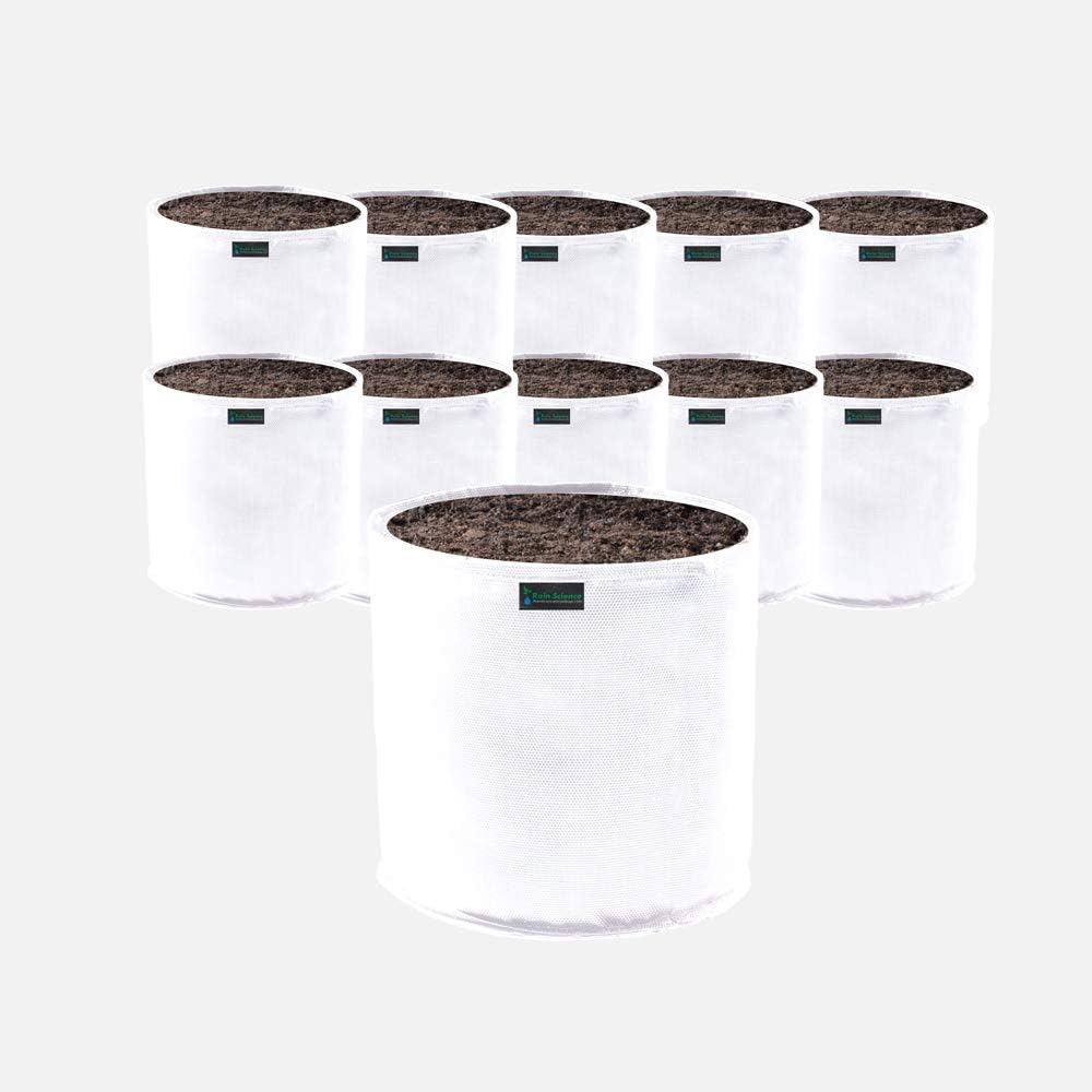 Commercial Grow Bag Pack of 10, Air Pruning Mesh Fabric Plant Containers (20 Gallon, White)