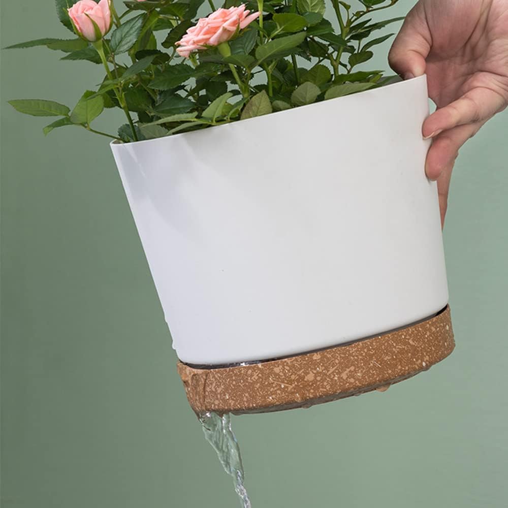 ZMTECH Plant Pots, Set of 6 6.5'' Self Watering Plastic Planter with Drainage Hole and