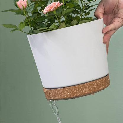 ZMTECH Plant Pots, Set of 3 8'' Self Watering Plastic Planter with Drainage Hole and Saucer, Modern
