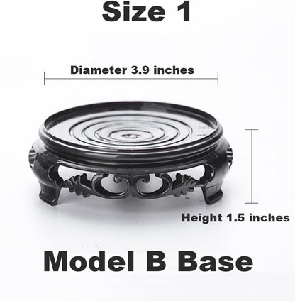 GOLDY&WENDY Round Vase Display Stand 3.9 Inch Black Imitation Wood Style Base Handmade Resin