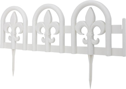 Evelyne White Garden Border Plastic Edging: Wrought Iron Design - 27pcs White Yard Landscaping