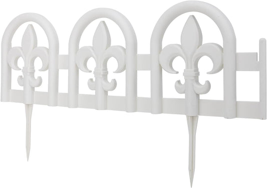 Evelyne White Garden Border Plastic Edging: Wrought Iron Design - 15pcs White Yard Landscaping