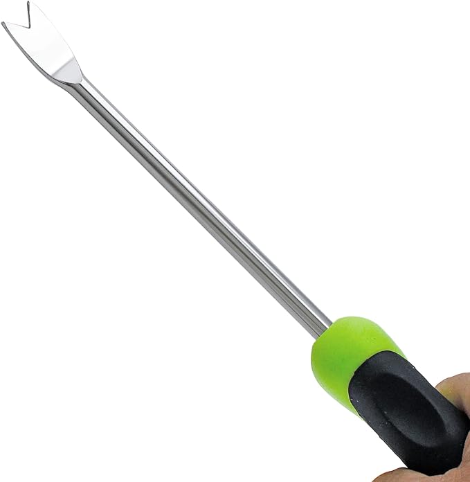 2 Pcs Dandelion Weeder Puller Tool with Soft Handle, Stainless Steel Garden Weed Remover Tool Weed