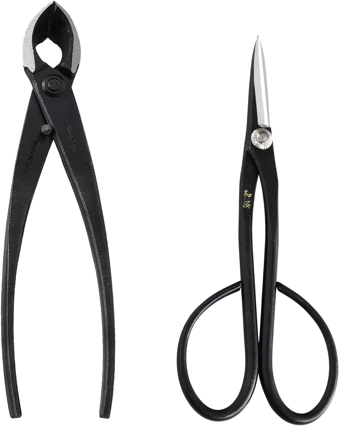 Wazakura Japanese Bonsai Tool Kit Set Made in Japan, Satsuki Scissors 7inch(180mm) + Concave Branch