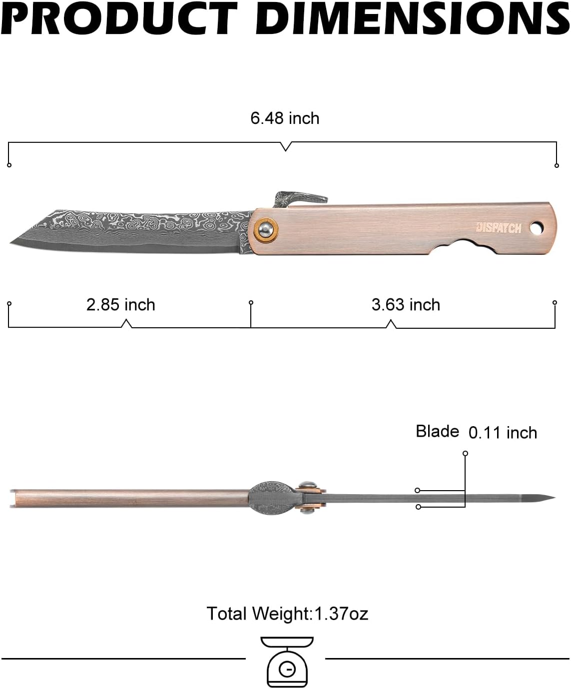 EDC Folding Knife, 2.8" Full Panel Plain Edge Blade, Non-Locking Pocket Knife Features Cloud