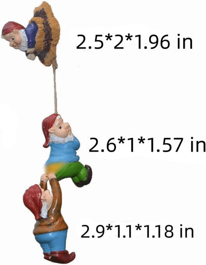 Outdoor Garden Gnome Climbing Rope Statue,Garden Gnomes Statue, Resin Garden Tree Hugger Outdoor