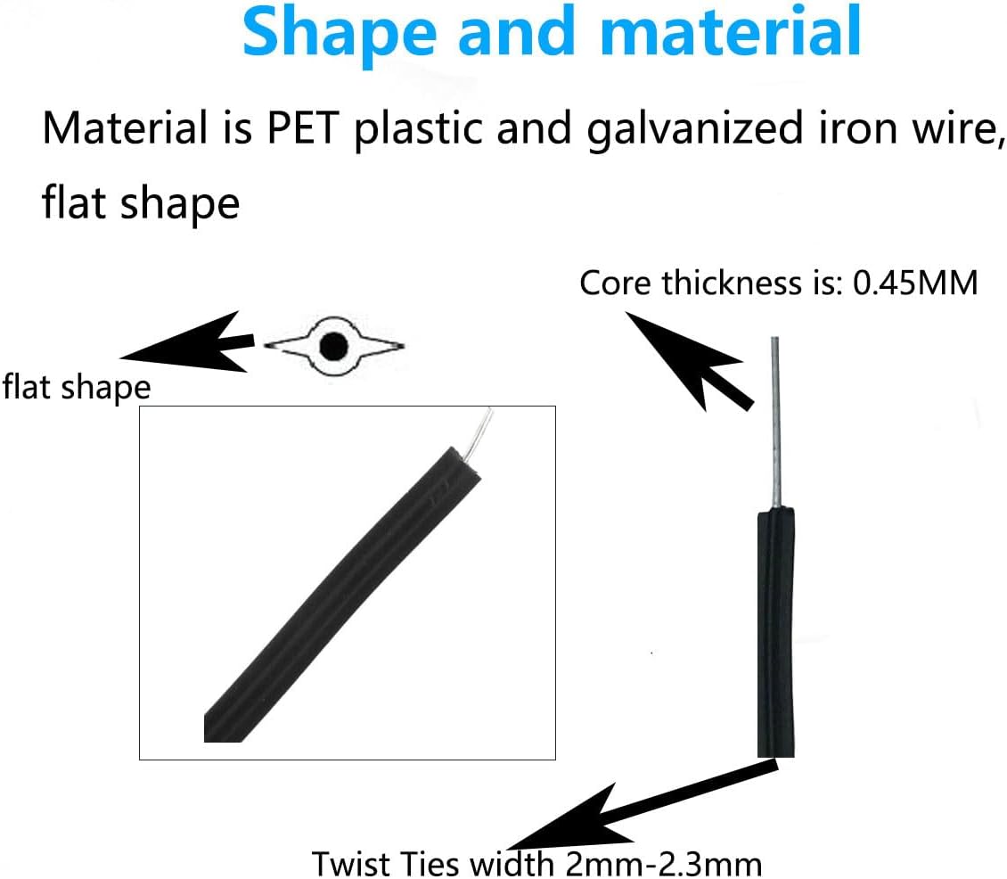 Plastic Black 4" Twist Ties, Reusable Cable Ties,Long Garbage Bag Twist Ties, Trash Bag Coated
