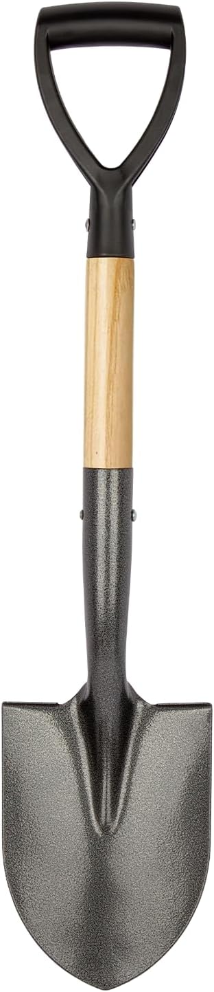 VNIMTI Shovel for Digging, Round Small Shovel with Wooden D-Handle, Metal Garden Shovel for
