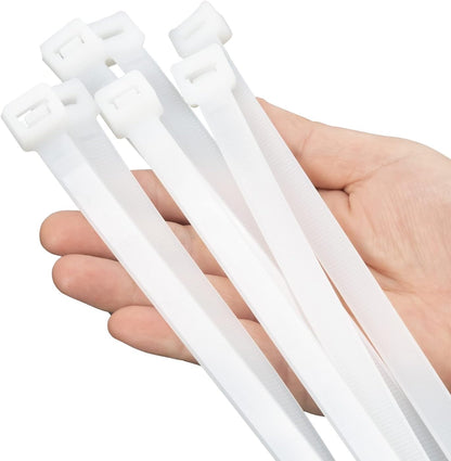 XINGO 12 inch White Zip Ties Heavy Duty 80 PCS, 250 LBS Ultra Strong Plastic Wire Ties, Large Cable