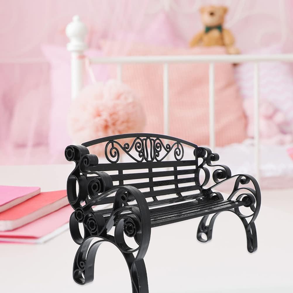 NUOBESTY 2Pcs Dollhouse Miniature Bench Mini Park Chair Mini Park Benches Fairy Garden Decoration