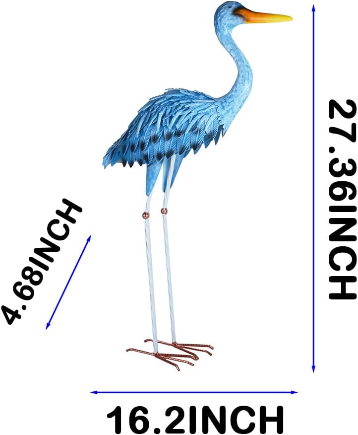 Blue Heron Statue Animal Sculpture Garden Decoration Metal Yard Art for Yard Outdoor Decoration