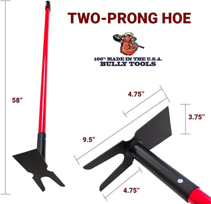 Bully Tools 92357 12-Gauge 2-Prong Weeding Hoe with Fiberglass Handle