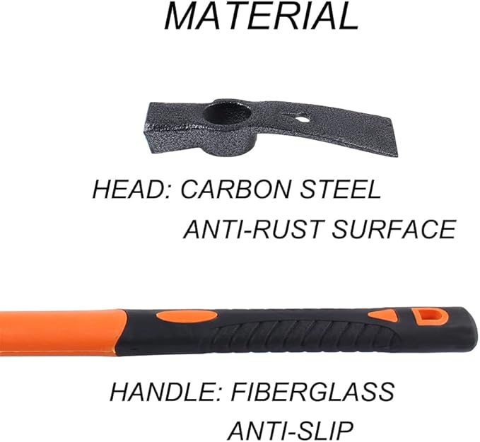 Dual Head Hammer Hoe with Heavy Duty Forged Adze and Ergonomic Non-Slip Handle for Gardening