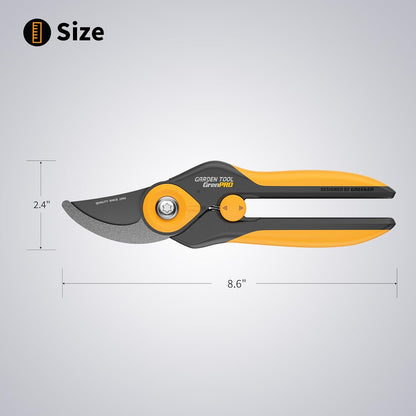 Bypass Pruning Shears 8.6", Heavy Duty Garden Clippers Handheld Cuts 1.38" Hardwood, Sharp SK5
