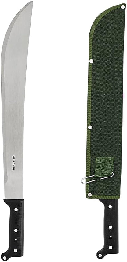 Zenport MP15 Machete with Sheath, 15-Inch, 15 Inch Carbon Steel Blades, Silver/Black