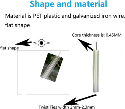 Plastic Clear 4" Twist Ties, Reusable Cable Ties,Long Garbage Bag Twist Ties, Trash Bag Coated
