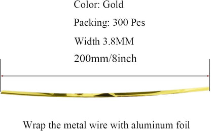 HAHIYO 300Pcs 8inches Gold Metal Twist Ties Bread Candy Coffee Bag Ties Plant Garden Twist Ties for