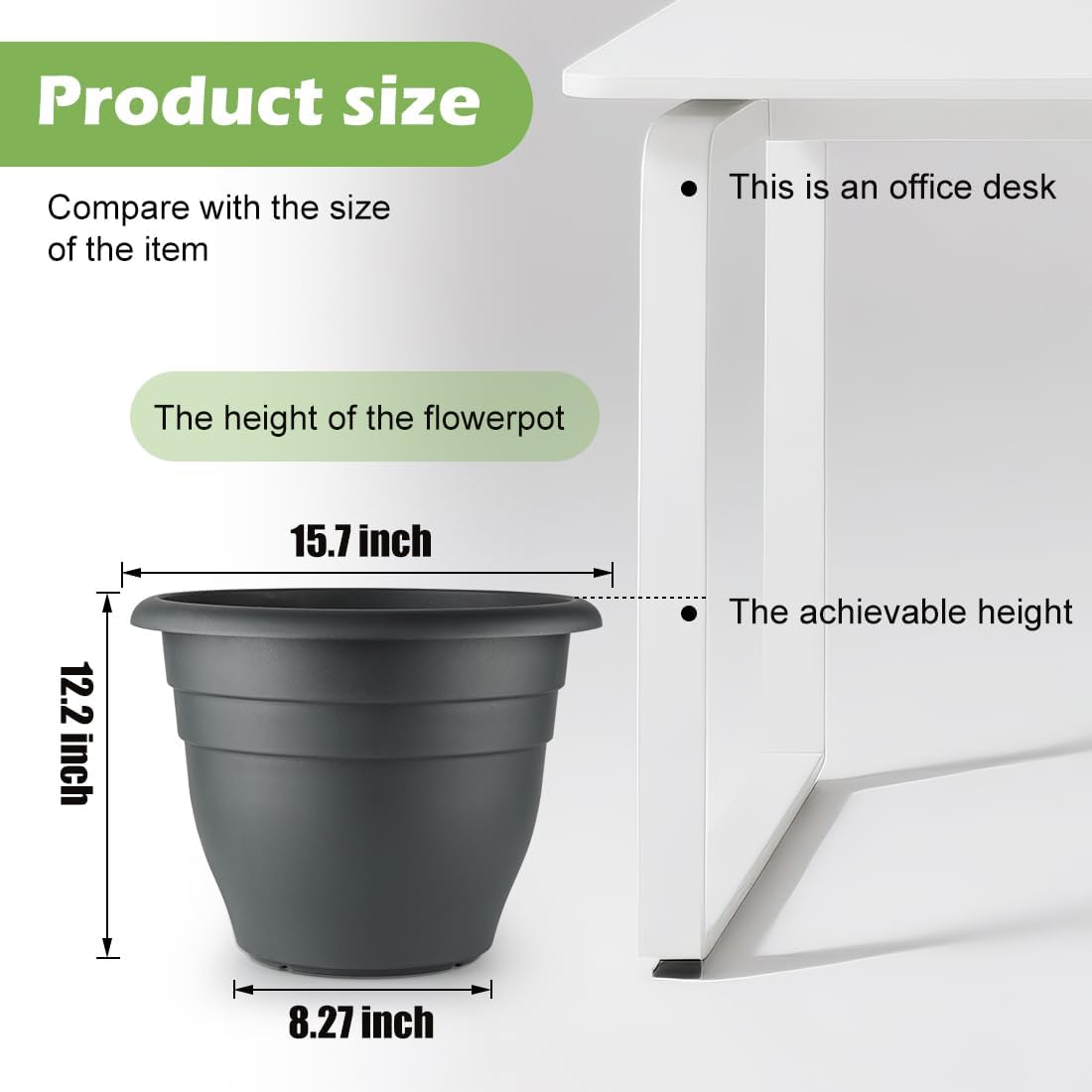 Large Plastic Pots for Plants, 16 Inch Planters for Outdoor Plants, Durable and Lightweight Flower