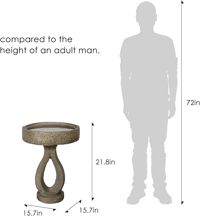 21.8" H Elegant Modern Bird Bath for Outsides Use - Sturdy Weather-Resistant Birdbath for Gardens