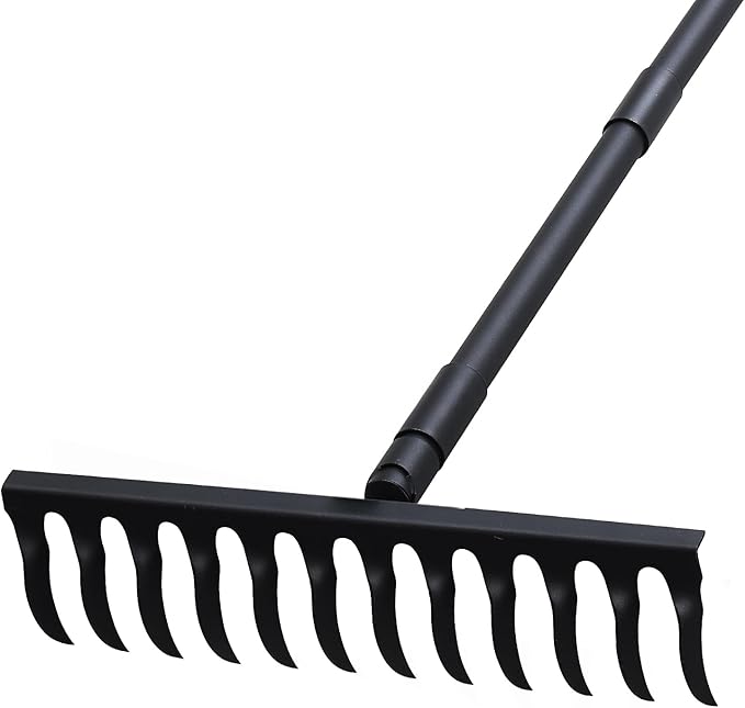Pragmatist Bow Rake Heavy Duty 60" Metal Head Garden Rake with Adjustable Stainless Steel Handle