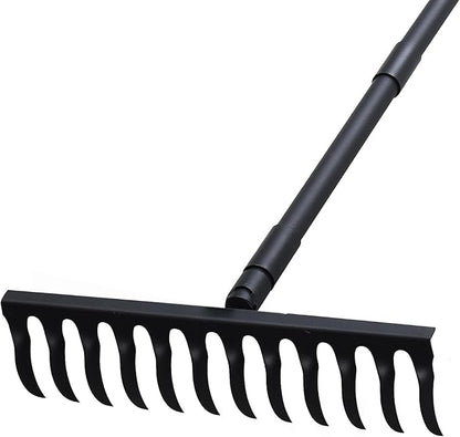 Pragmatist Bow Rake Heavy Duty 60" Metal Head Garden Rake with Adjustable Stainless Steel Handle