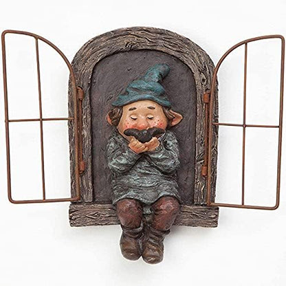 Whimsical Fairy Garden Gnome Statue, Tree Faces Decor Outdoor -5.9 Inch, Funny Garden Tree