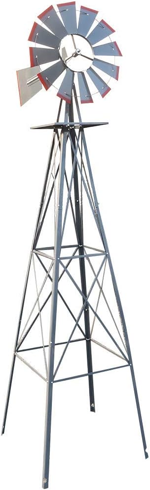 8FT Windmill for Yard Garden Decoration with Weather Vanes，Heavy Duty Outdoor Wind Mills, Large