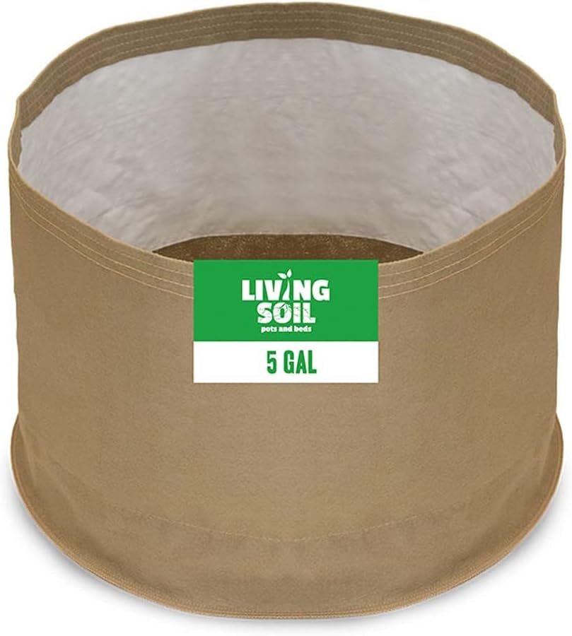 Sustainable Village Blumat Grow Bags - 5 Gallon Fabric Pots (5 Packs) for Plants - Breathable