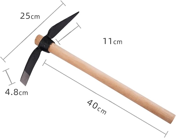 Garden Pick Mattock Hoe, 15.7" High Carbon Steel Dual-Use Tool with Wood Handle for Digging Weeding