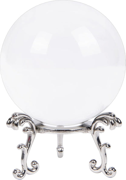 Crystal Ball Glass Globe Decor - Crystal Sphere with Stand & Gift Box, Clear Decorative Crystal