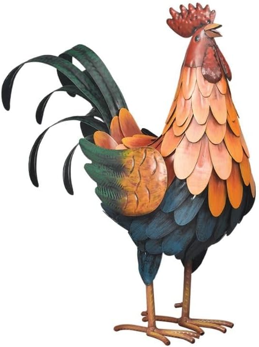 Regal Art & Gift Handcrafted Metal Rooster Statue, Weather-Resistant Farmhouse Yard Art