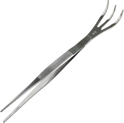 Wazakura 2 in 1 Bonsai Tweezers with Root Rake in Stainless Steel Made in Japan 8.6in (220mm)