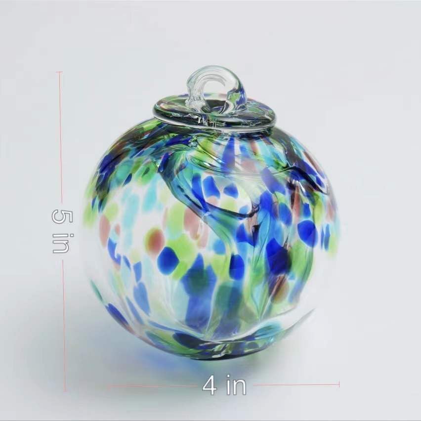 YaoYuan 4 Inch Garden Hanging Gazing Ball Hand-Blown Glass for Hanging Gardens Window Outdoor